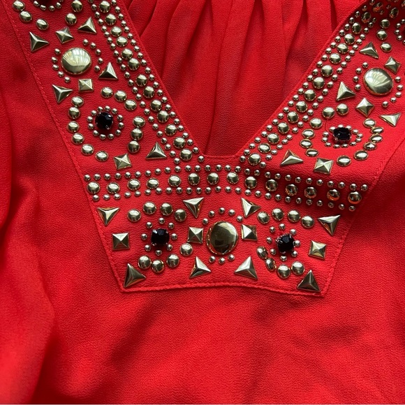 Michael Kors orange boho top with gold embellishments - Picture 3 of 4